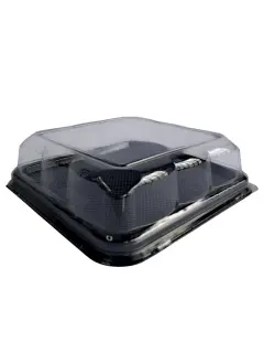 Envase rectangular base negra domo transparente
