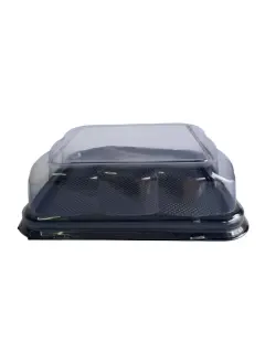 Envase rectangular base negra domo transparente