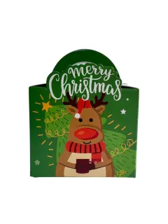Caja navidad verde/roja  con santa y reno