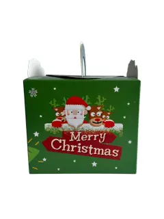 Caja navidad verde/roja  con santa y reno