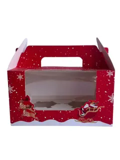 Caja cupcake 2 con asa de  navidad con visor