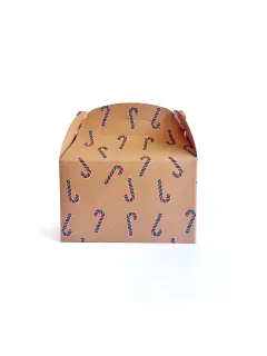 Caja feliz kraft  con gorrito y baston de navidad