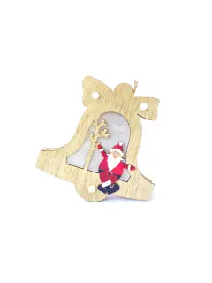 Adorno de madera con luces de navidad