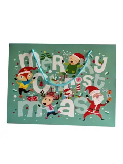 Bolsa de regalo merry christmas grande turquesa