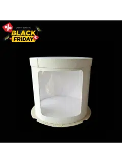 Cajas redonda con visor blanco y dorado tapa oro