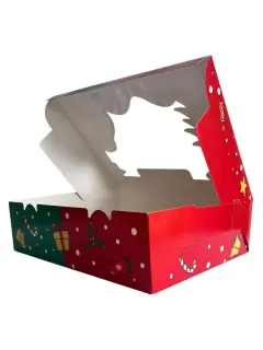 Caja cupcake 6 sin asa navidad verde/roja con visor
