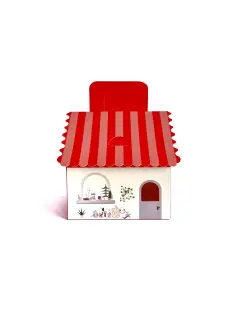 Casita navidad blanco con rojo y blanco con vinotinto