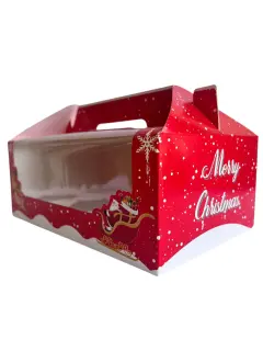 Caja cupcake 6 con asa navidad con visor