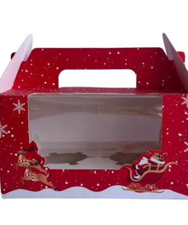 Caja cupcake 2 con asa de  navidad con visor