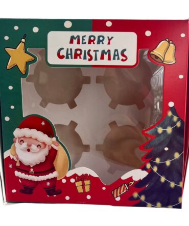 Caja cupcake 4 sin asa navidad verde/ roja con visor