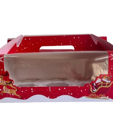 Caja cupcake 6 con asa navidad con visor