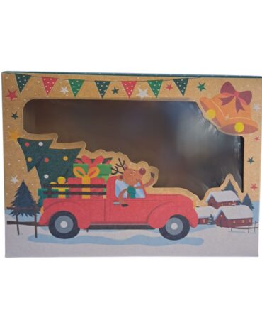 Caja navidad con visor marrón