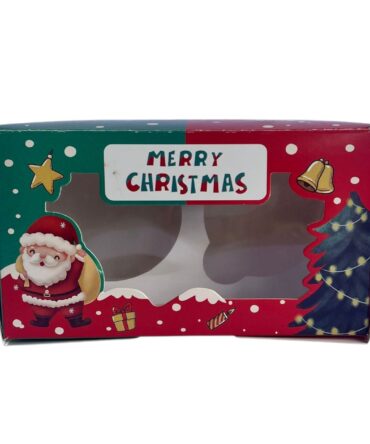 Caja cupcake 2 sin asa navidad verde/roja con visor