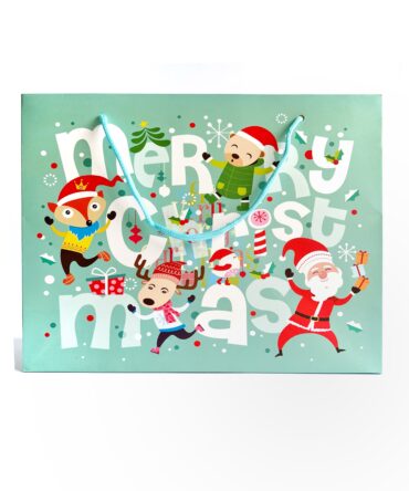 Bolsa de regalo merry christmas pequeña turquesa