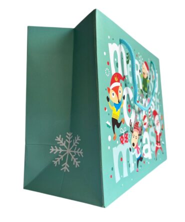 Bolsa de regalo merry christmas grande turquesa