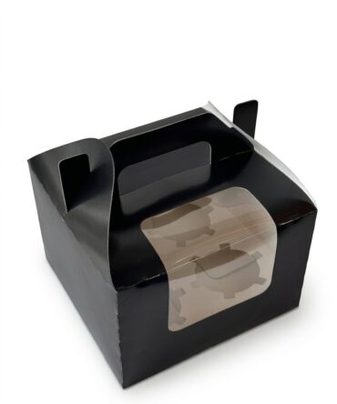 Caja Negra para Cupcakes con Asa